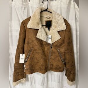 Faux fur and suede moto jacket | never worn | premium label from forever 21